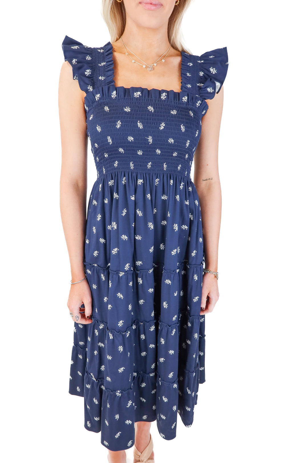 hill house navy/white floral nap dress (xxs)