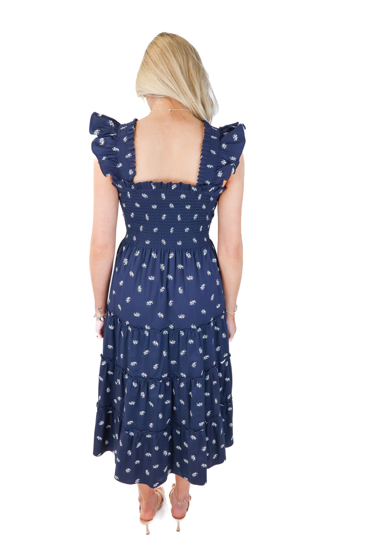 hill house navy/white floral nap dress (xxs)