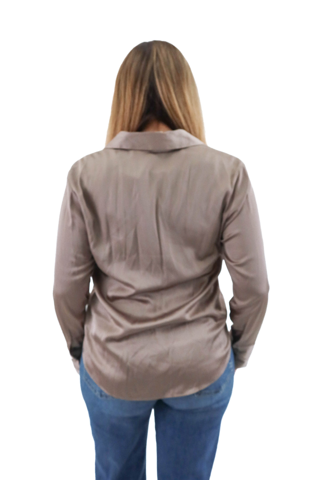 abercrombie & fitch taupe satin top (m; retail $70)