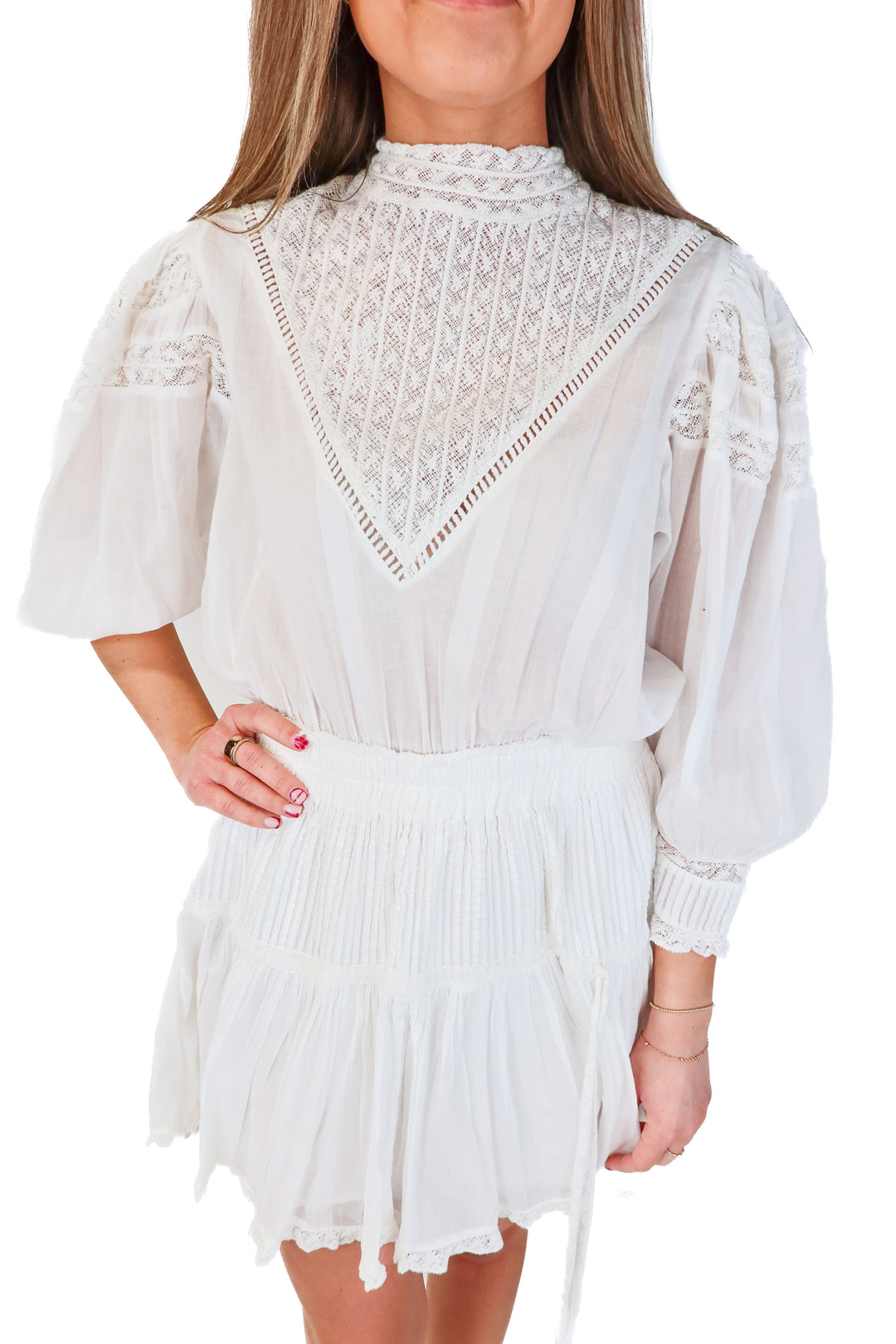 love shack fancy white textured mini dress (M; retail $395)