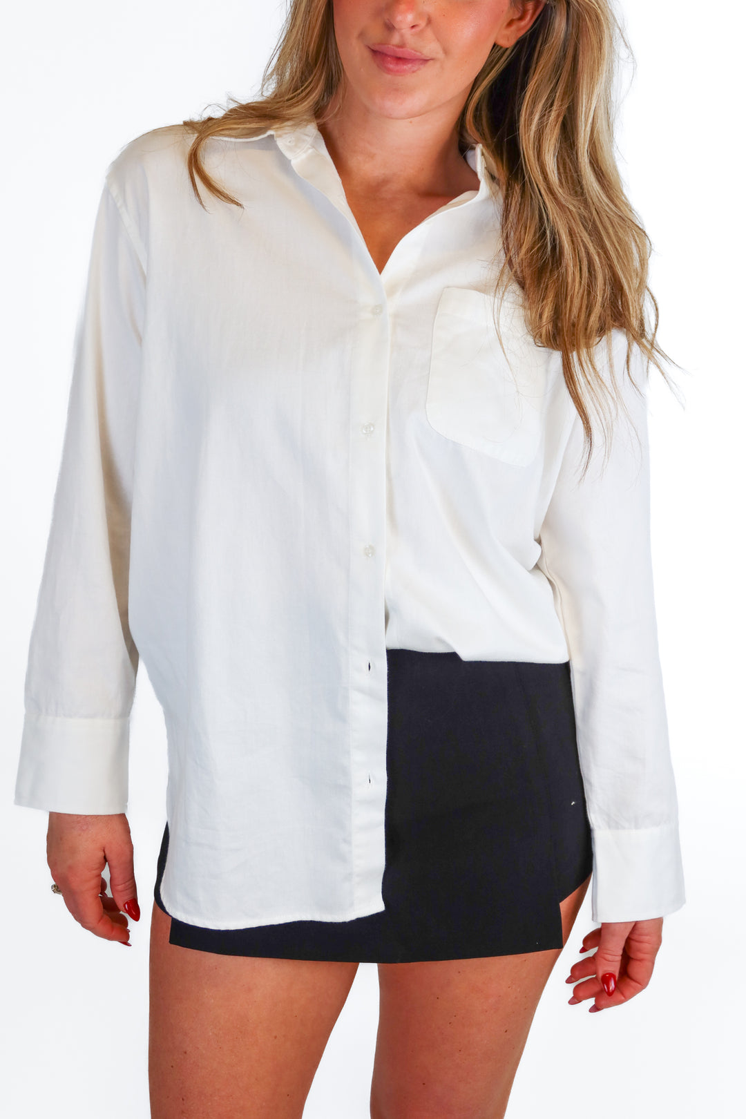 Able oversized white button down (XS; $128)