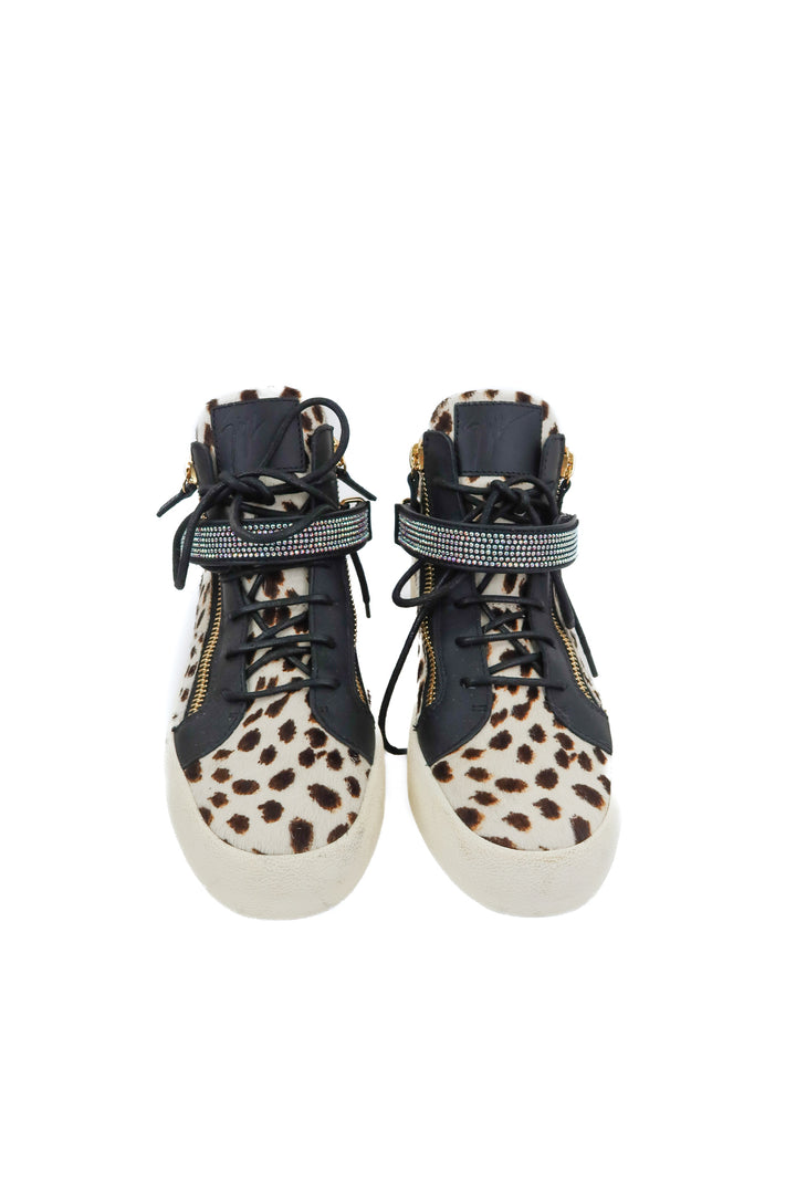 Giuseppe Zanotti Leopard Print Pony Hair Sneakers (41/ US 10-11)