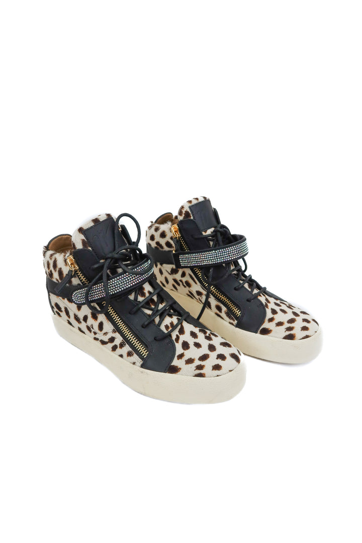 Giuseppe Zanotti Leopard Print Pony Hair Sneakers (41/ US 10-11)