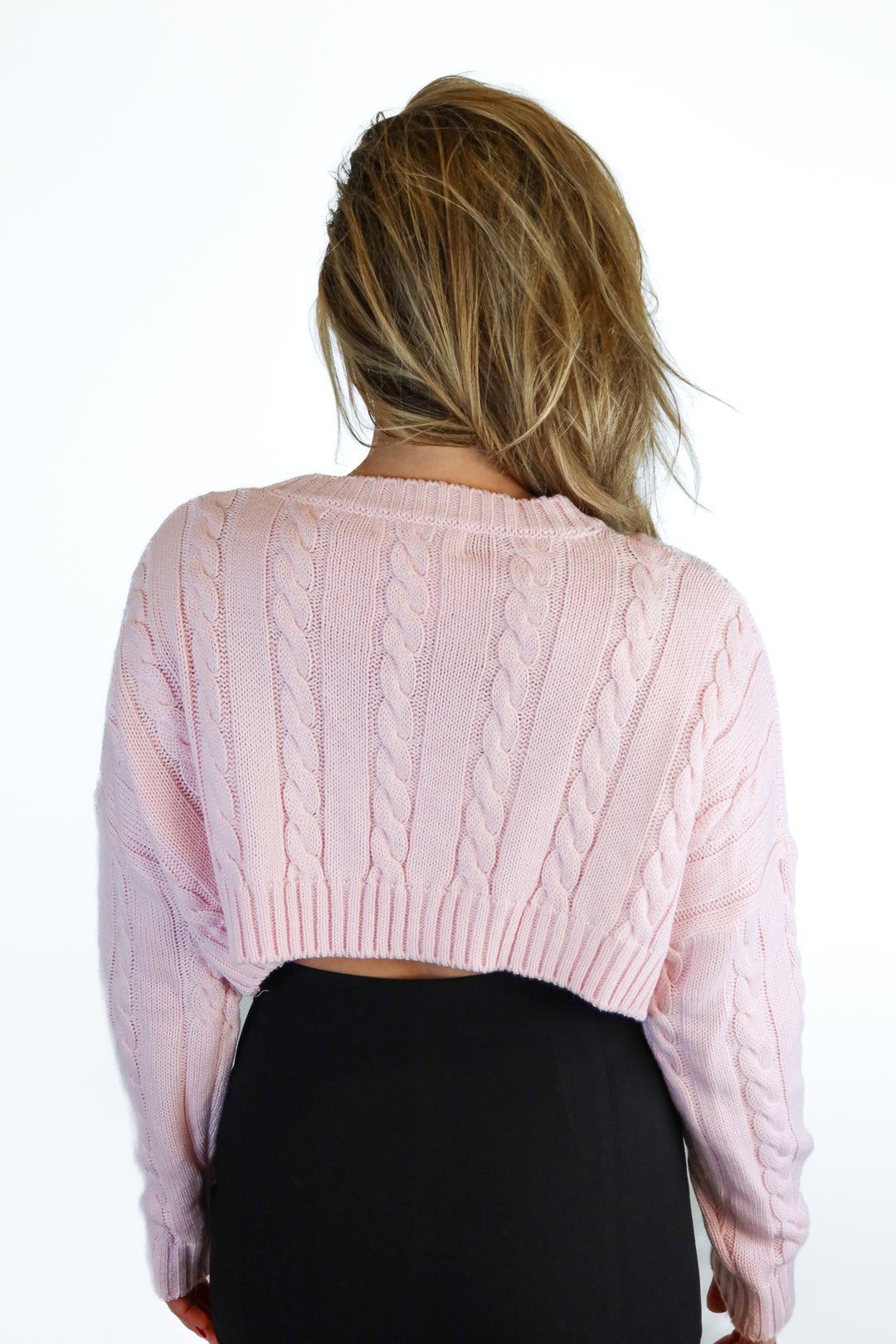 Storets light pink cropped sweater (S/M; retail $59.99)