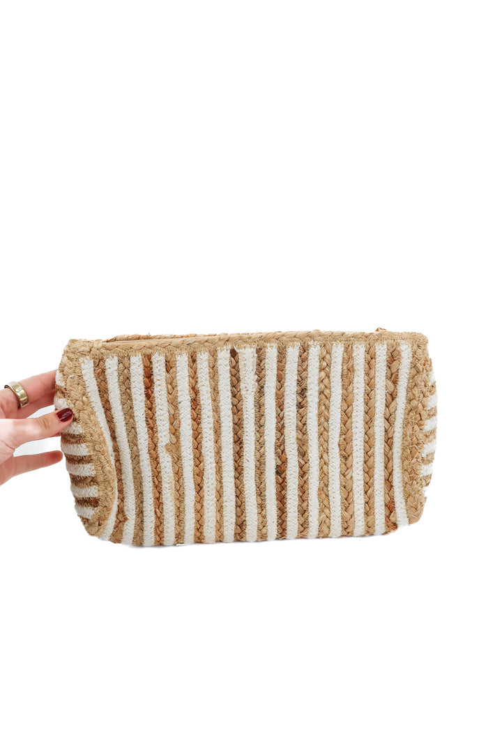 Woven Clutch with Tassle Details