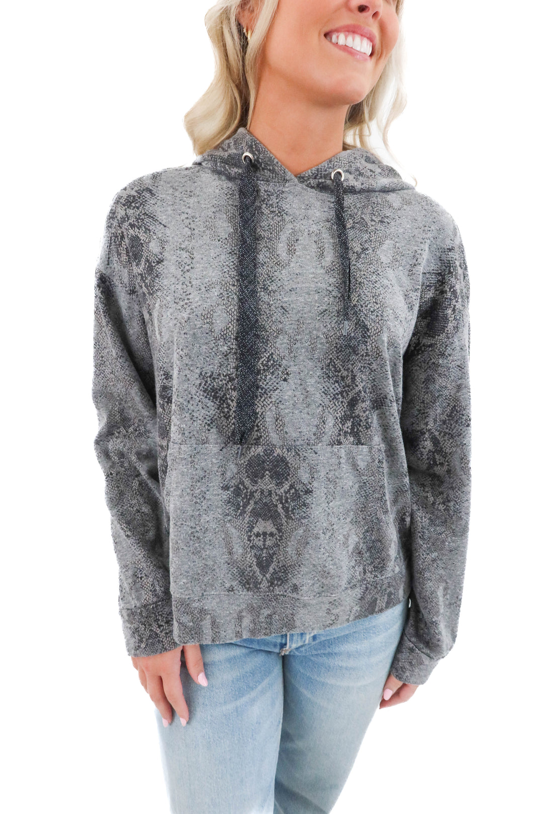 Monrow snakeskin hoodie (size m; retail $134)