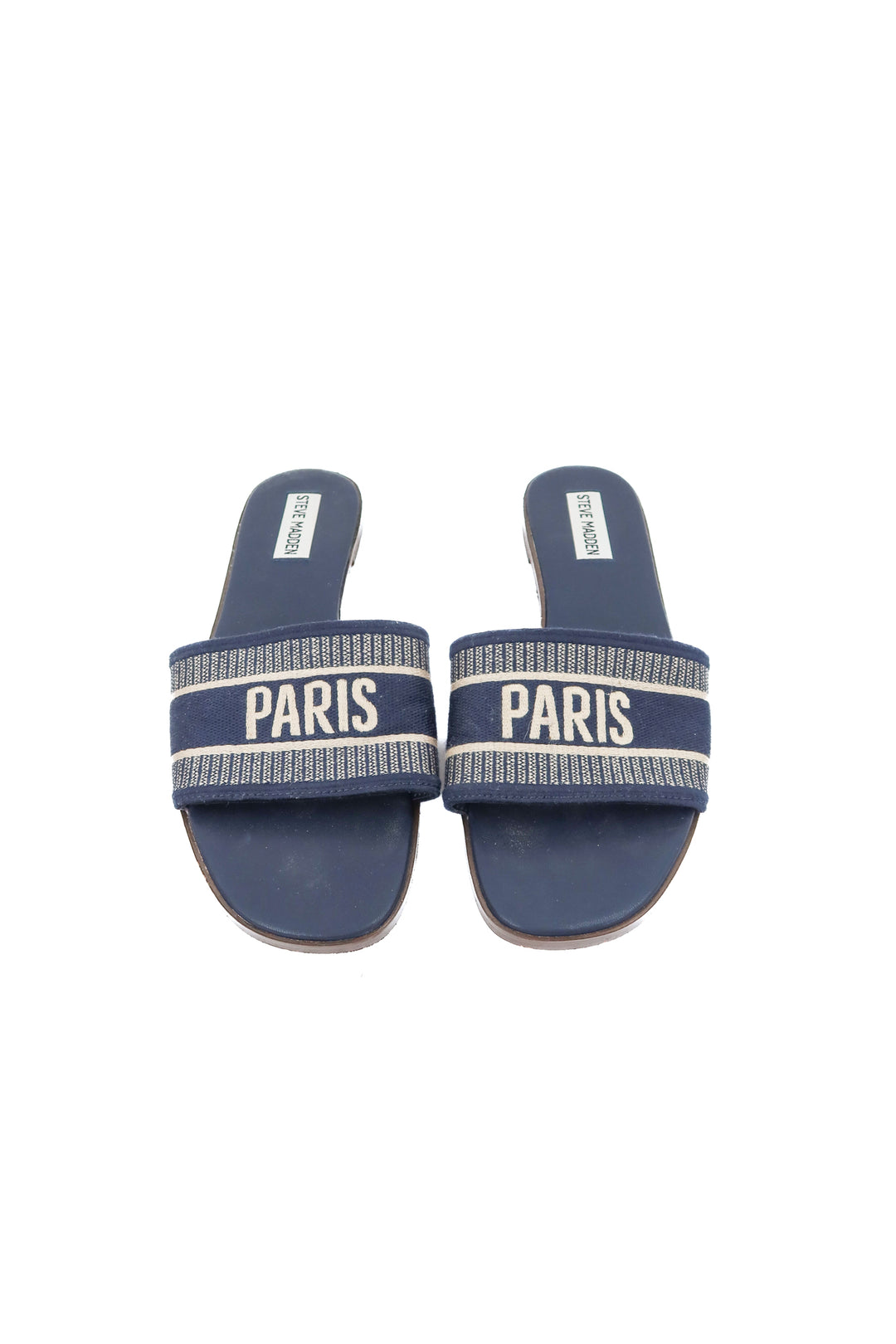 steve madden navy paris sandals (8.5)
