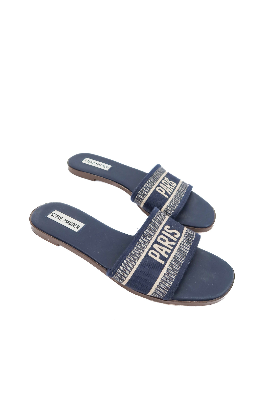 steve madden navy paris sandals (8.5)