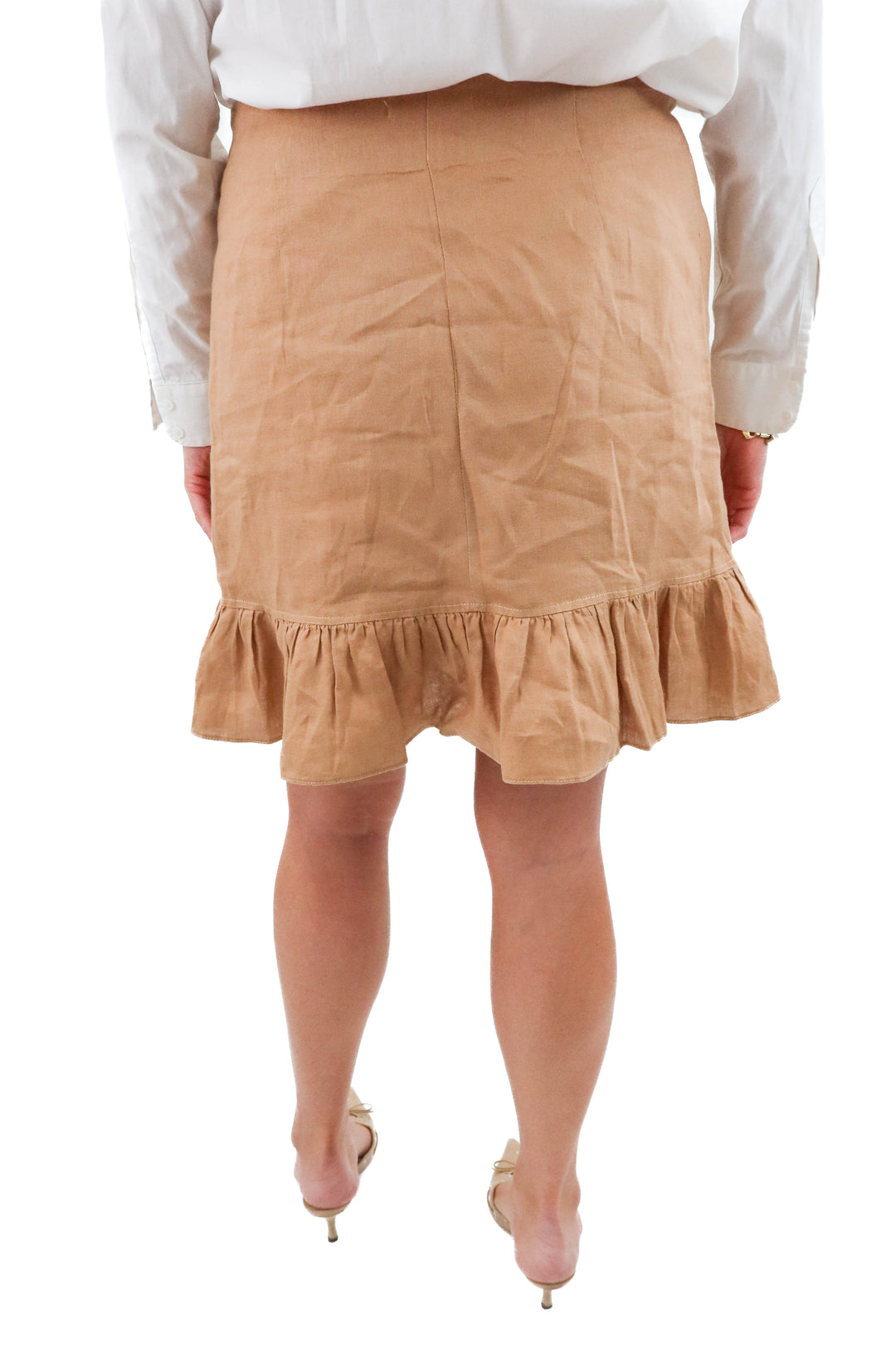 Lanthropy Tan Linen wrap skirt (size s/m; retail $175)