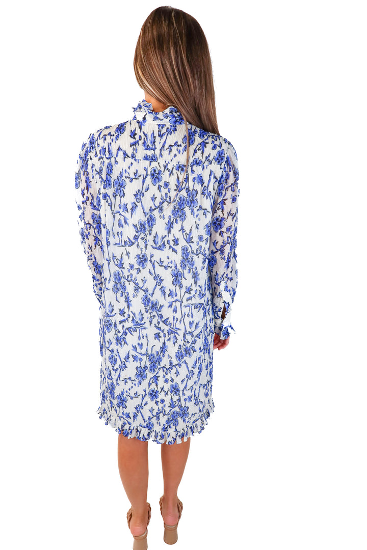 tory burch white/blue plisse dress (2; retail $498)
