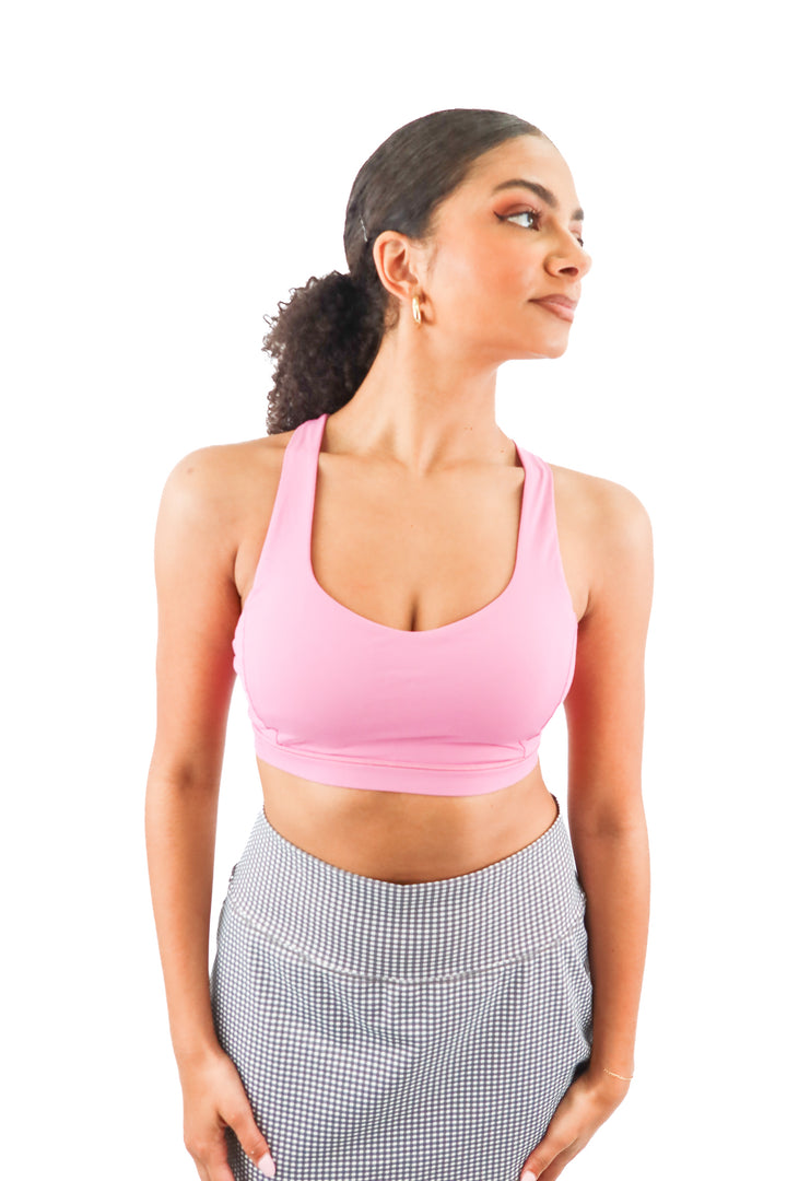 Lululemon pink strappy crossback sports bra (8)