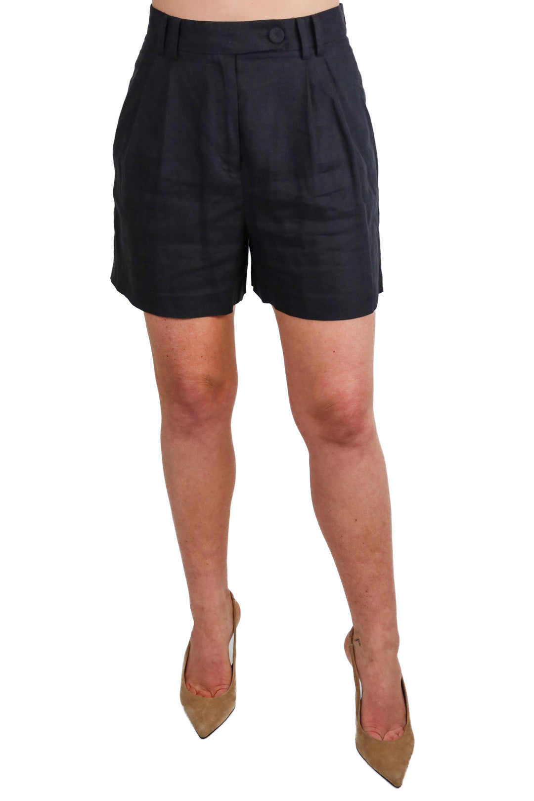 Los Angeles Atelier black linen shorts (38/ US4)