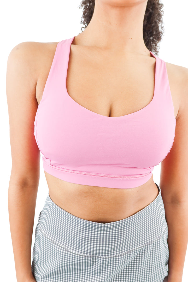 Lululemon pink strappy crossback sports bra (8)