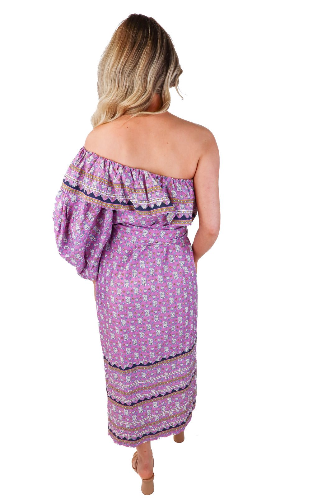 SEA purple one shoulder maxi dress (XS)