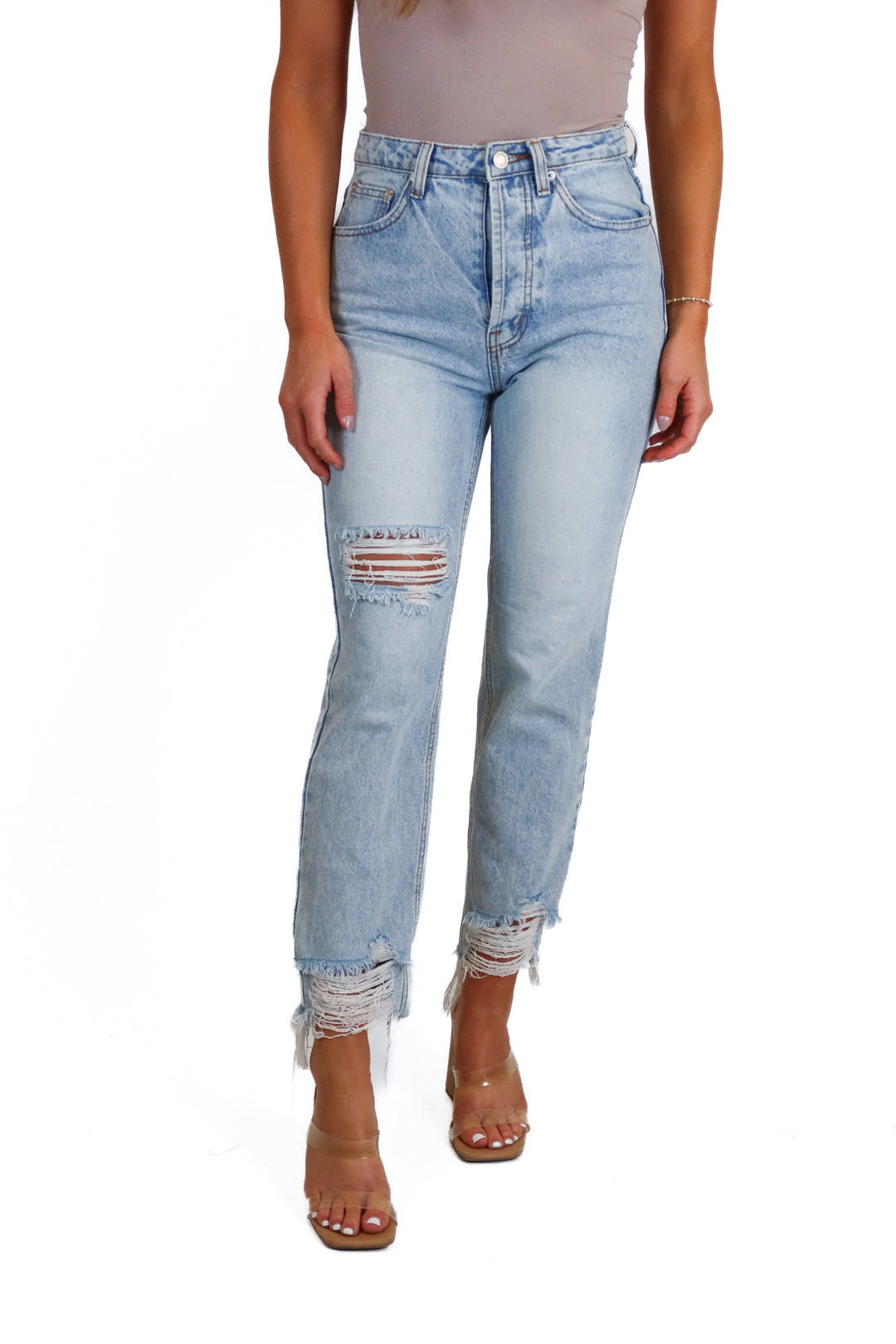 Signature 8 Light Wash Distressed Jeans (S)