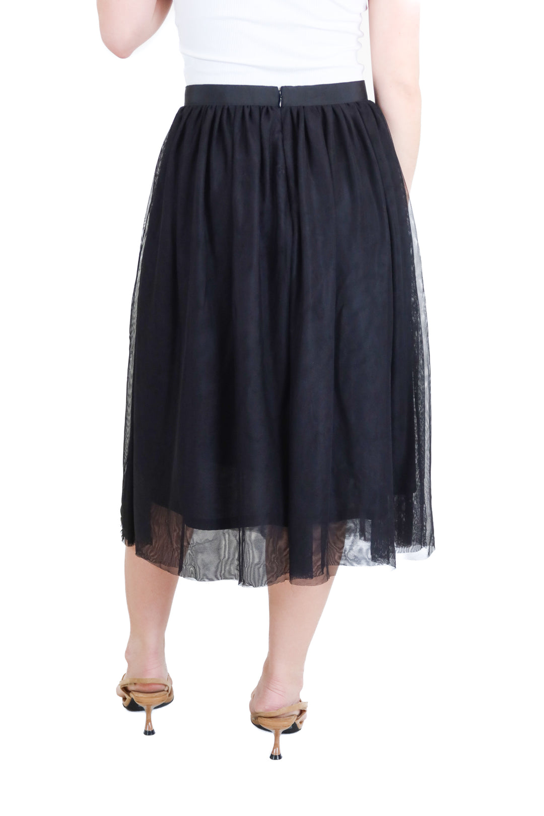 h&m black tulle midi skirt (m)