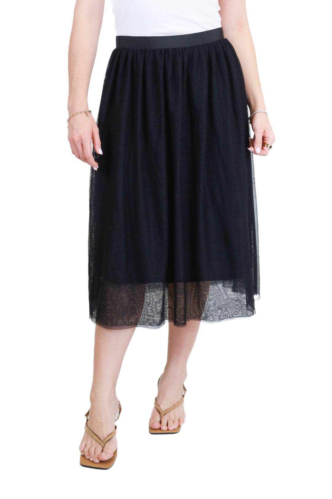 h&m black tulle midi skirt (m)