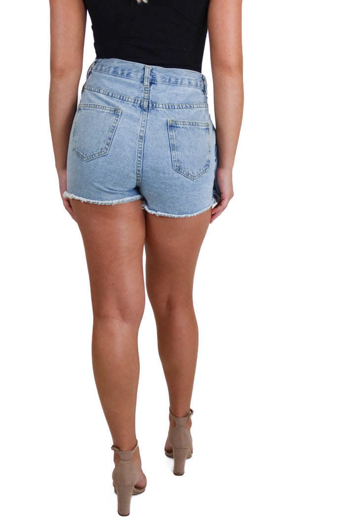 cloud ten light wash denim wrap skort (s)