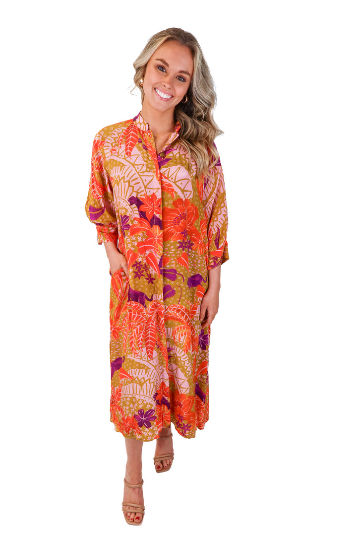 farm rio button up maxi dress (XXS)