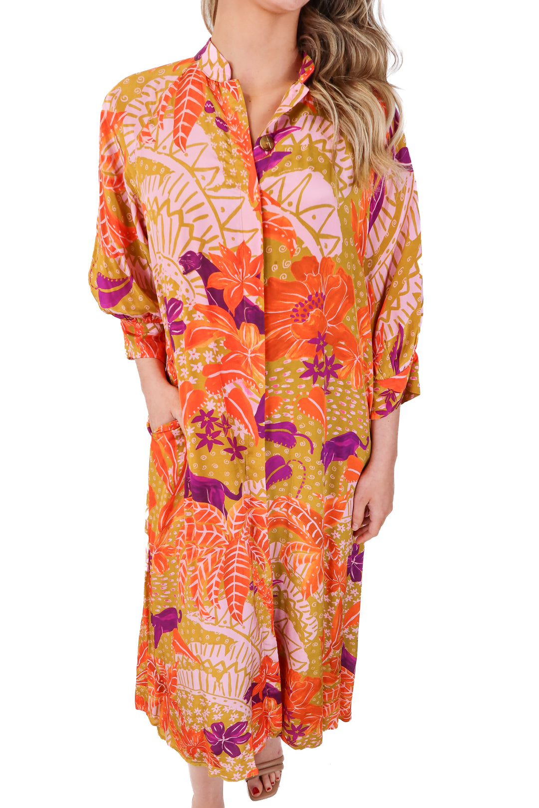 farm rio button up maxi dress (XXS)