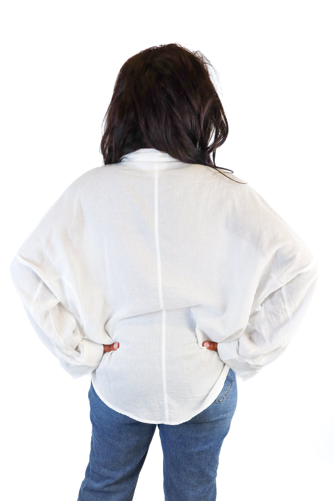 carly jean white linen button up (m)