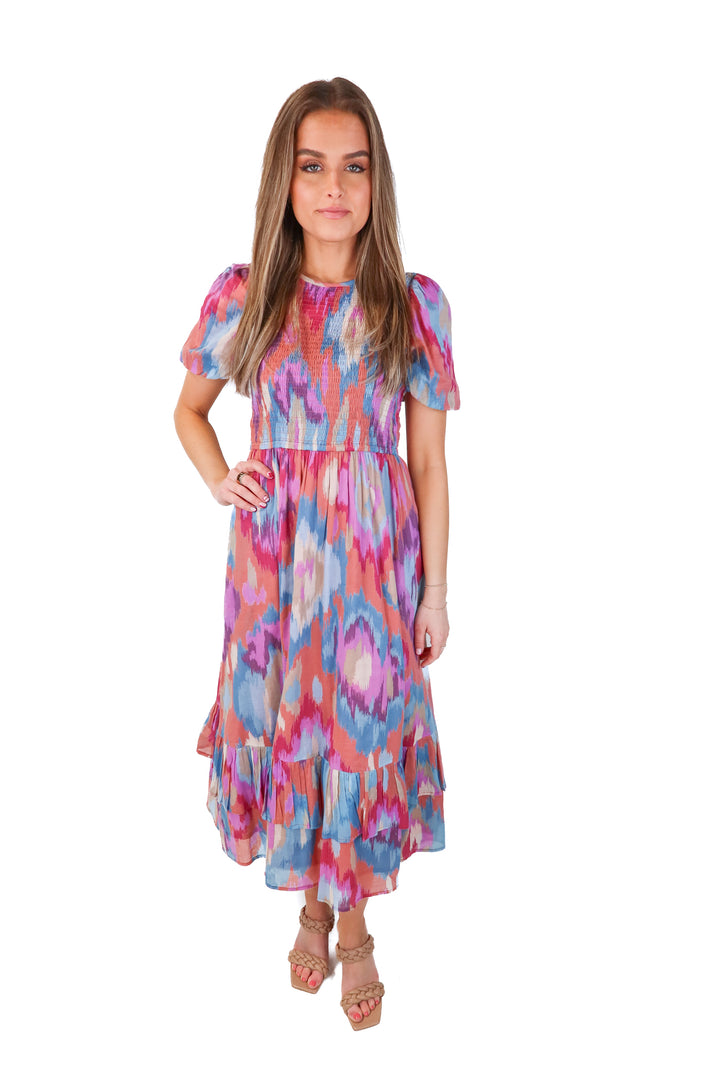 banjanan smocked short sleeve dress (s; retails $370)
