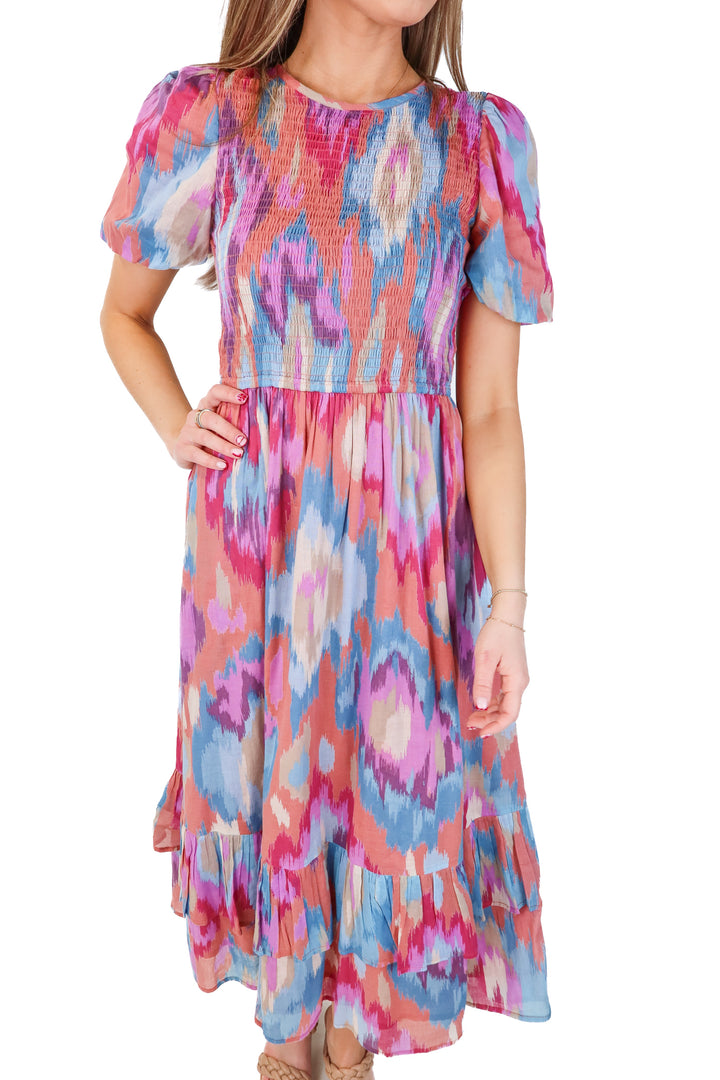banjanan smocked short sleeve dress (s; retails $370)