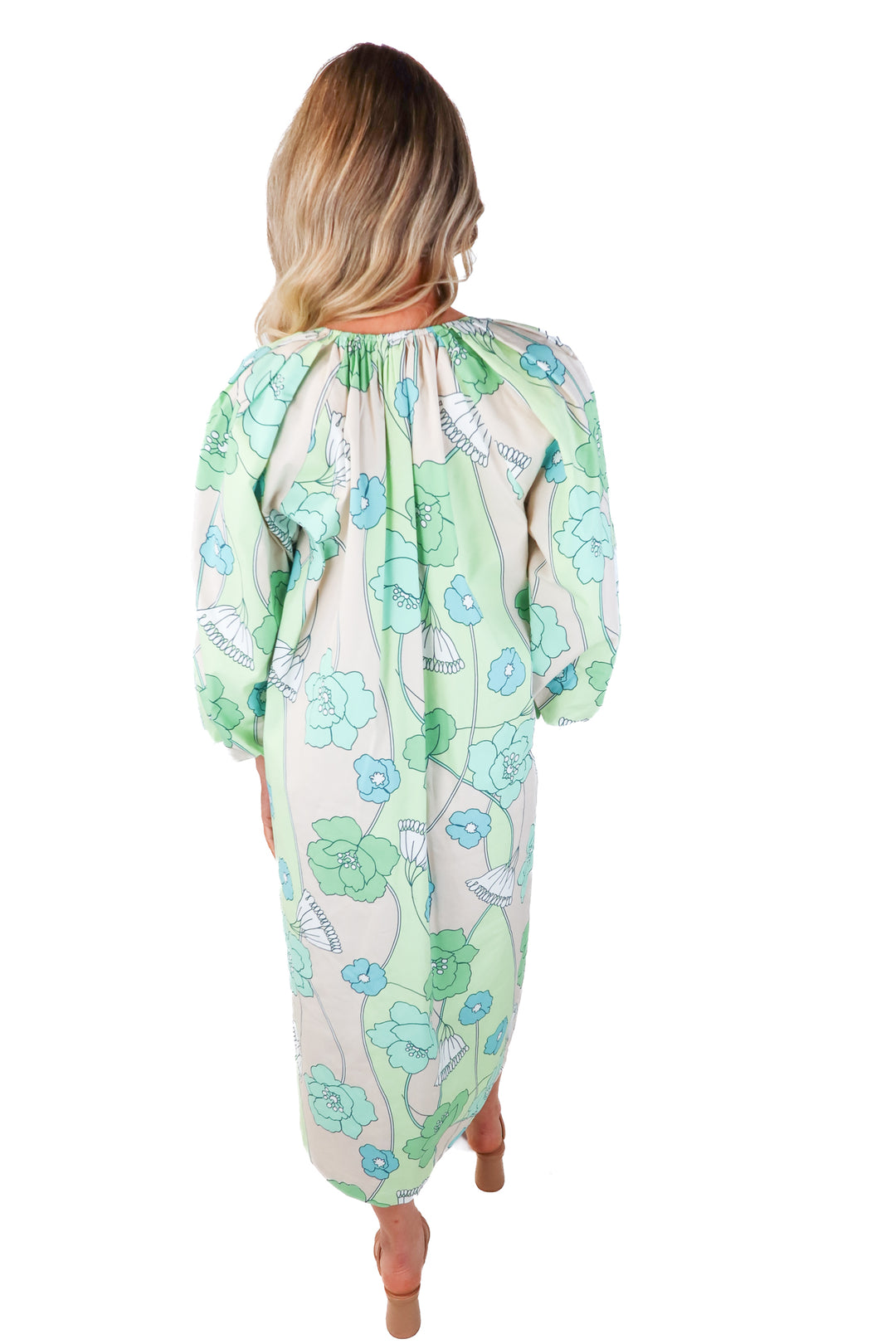 hyacinth grey/green floral oversized dress (xs)