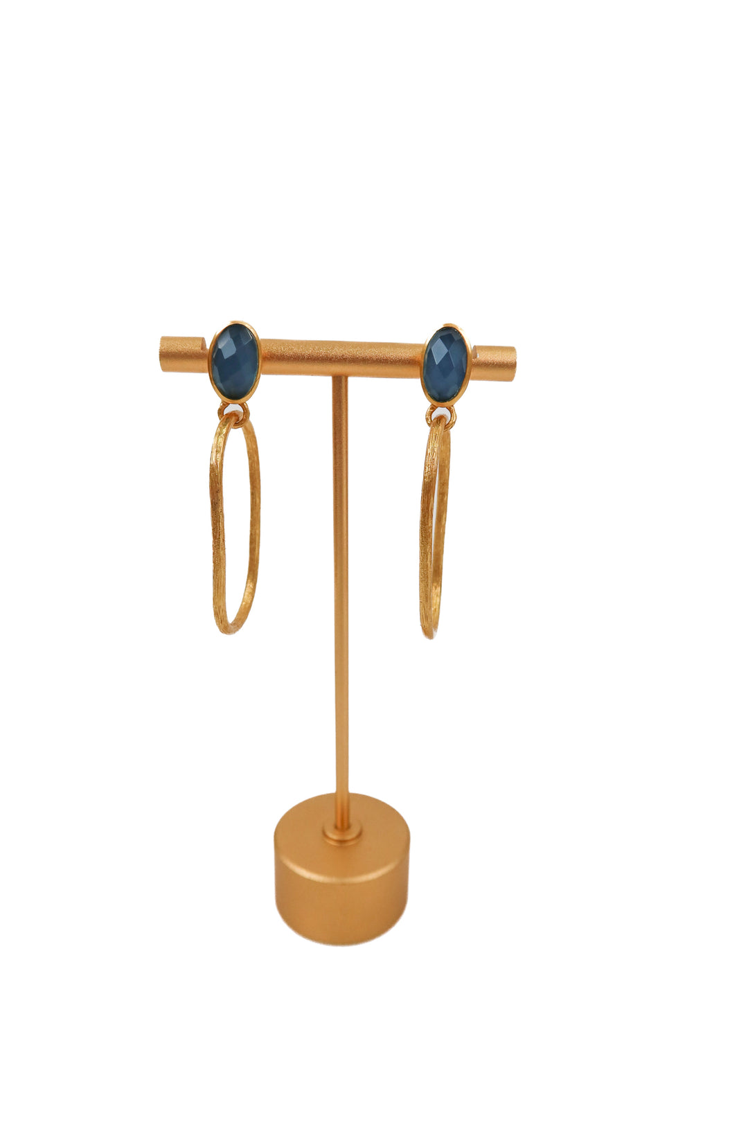 Julie Vos blue stud/gold hoop earrings (retail $110)