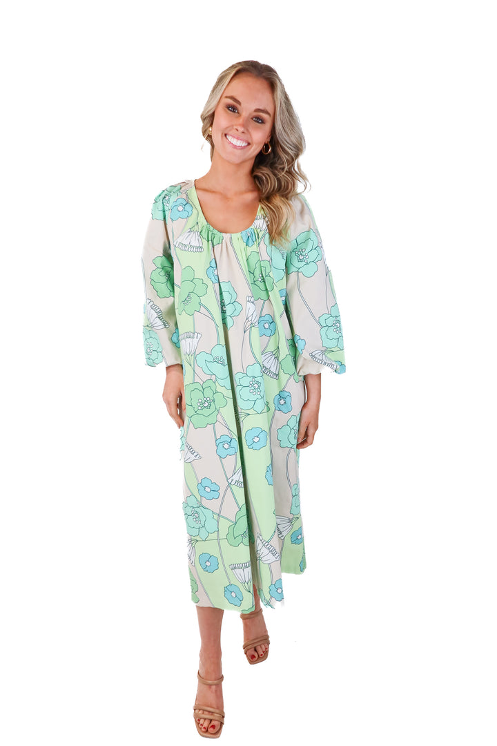 hyacinth grey/green floral oversized dress (xs)