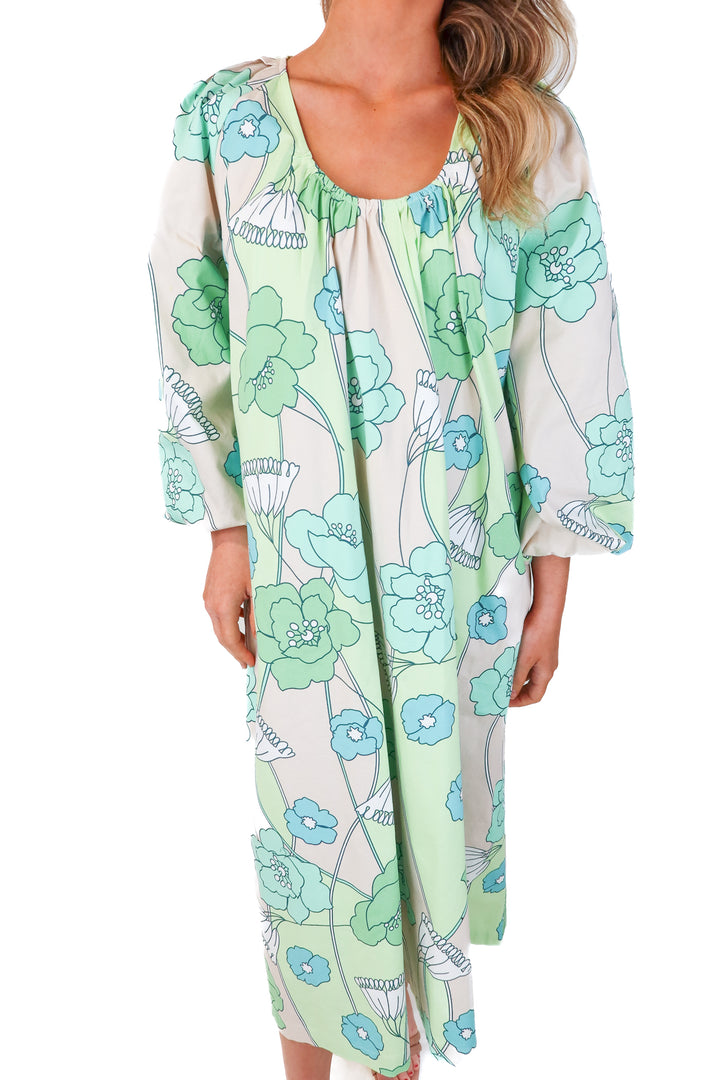 hyacinth grey/green floral oversized dress (xs)