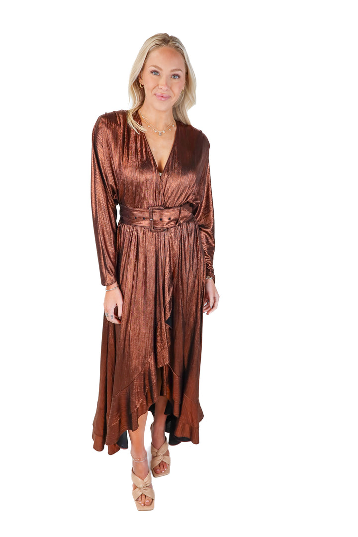 retrofete bronze metallic long cardigan (s; retails $595)