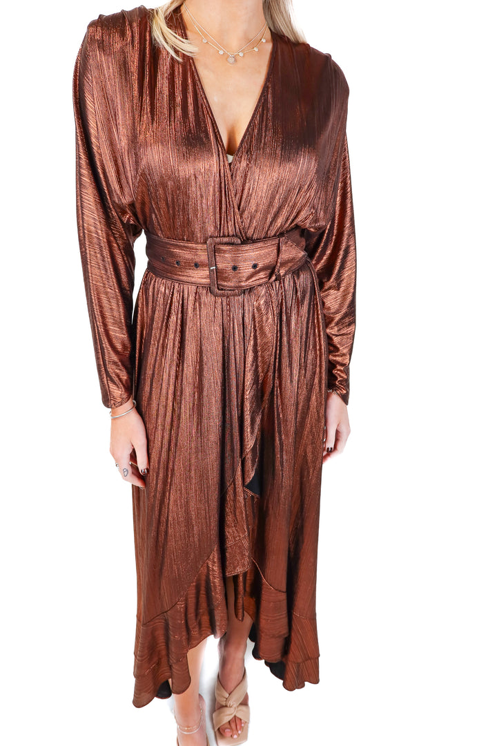 retrofete bronze metallic long cardigan (s; retails $595)