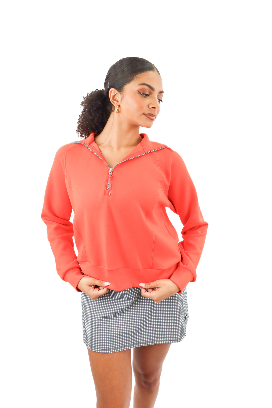 Spanx orange airessentials quarter zip sweater NWT (S)