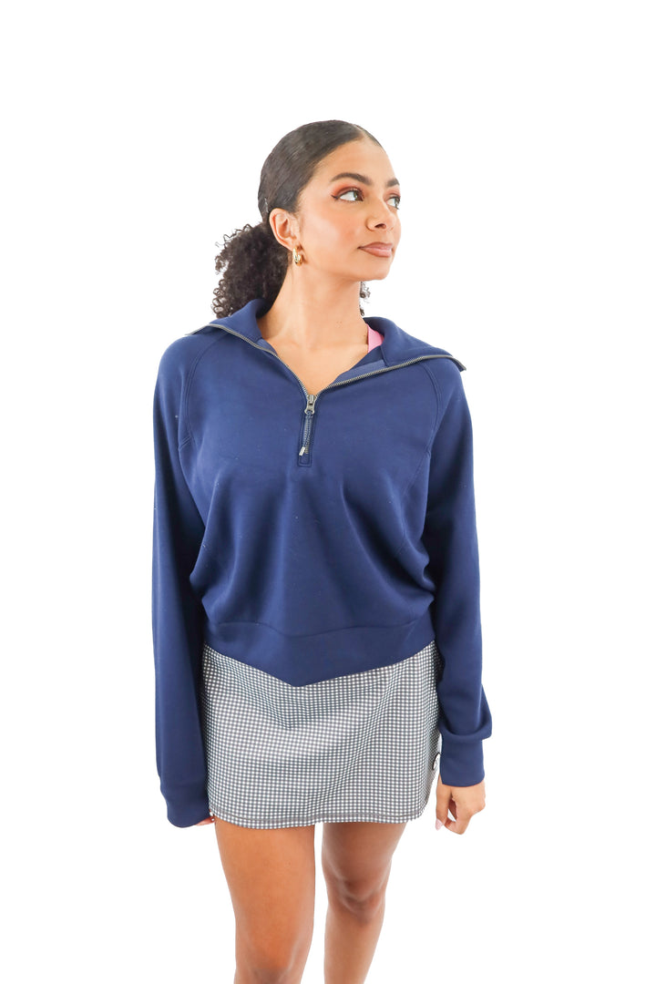 Spanx navy blue airessentials quarter zip sweater (S)