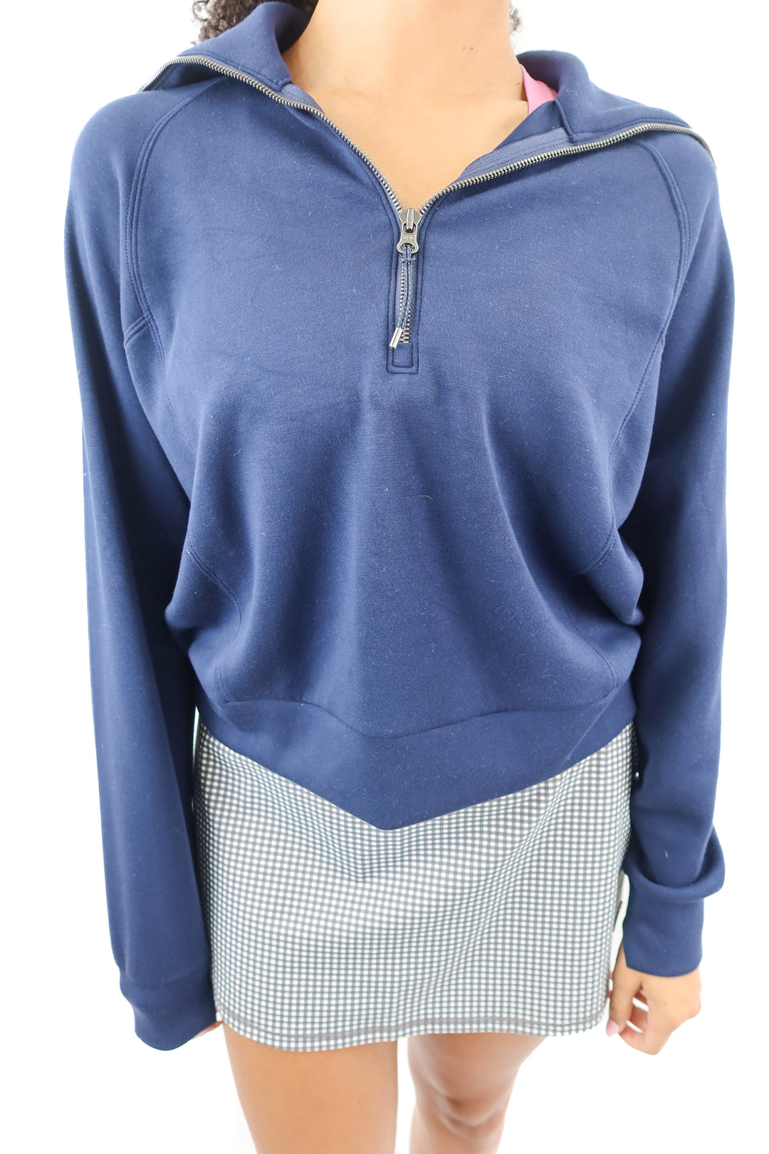 Spanx navy blue airessentials quarter zip sweater (S)