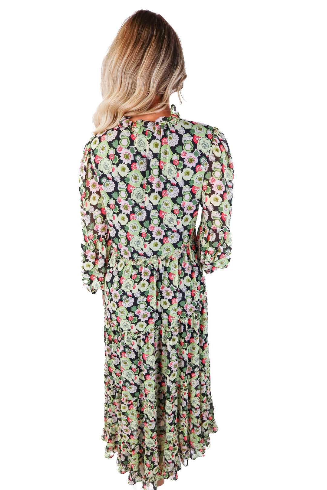 cinq a sept green/pink floral maxi dress (2)