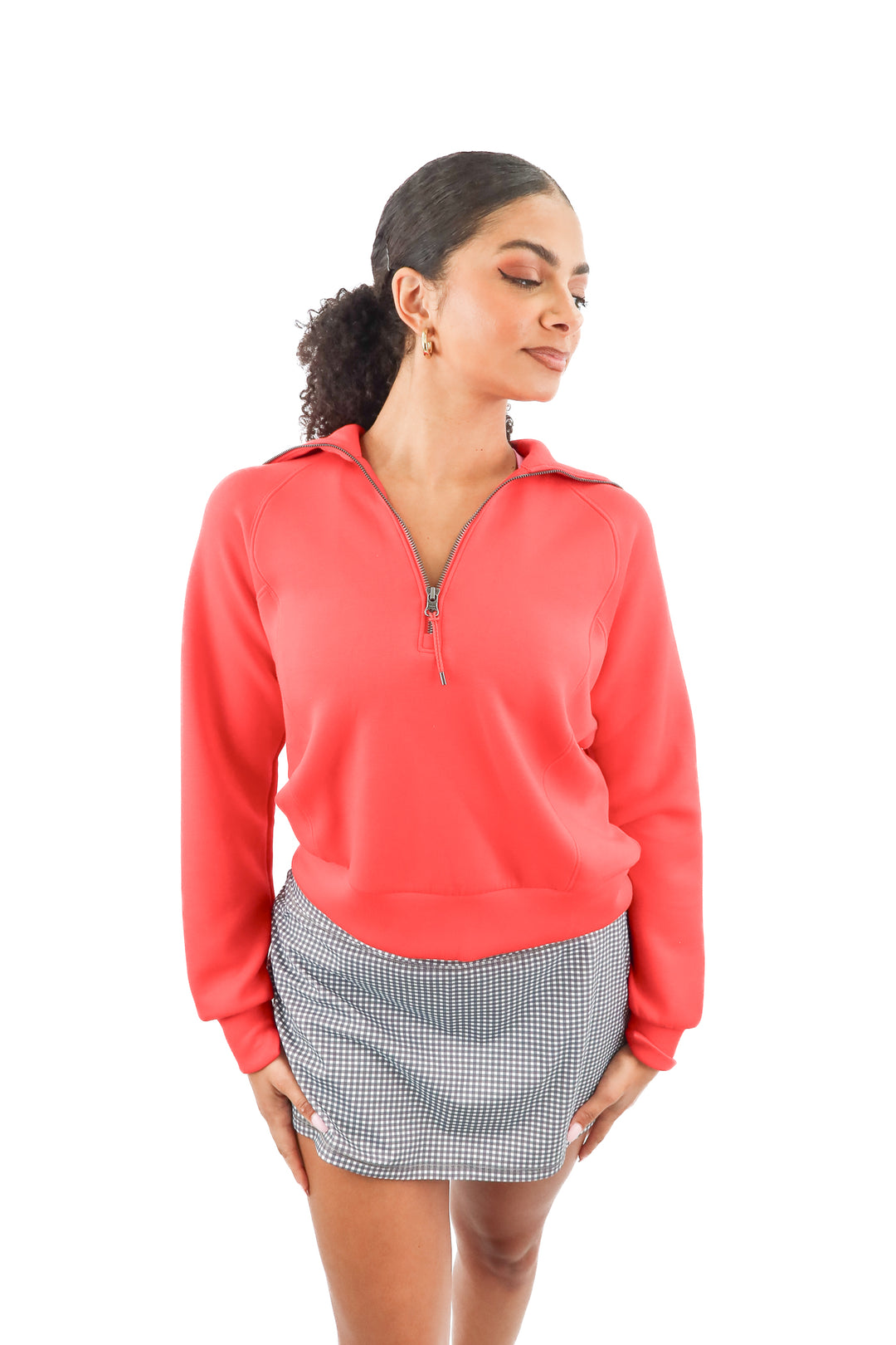 Spanx red airessentials quarter zip sweater (S)