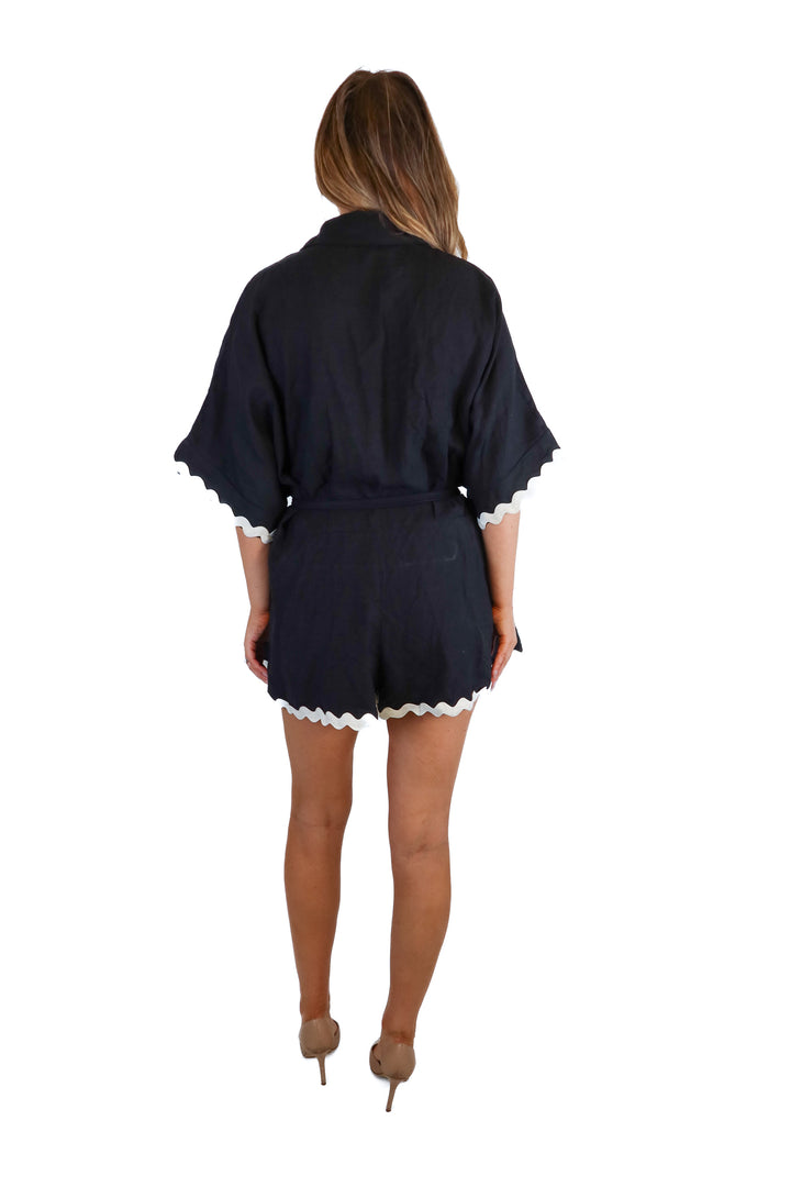 Petal + Pup Black and White Romper NWT (M)