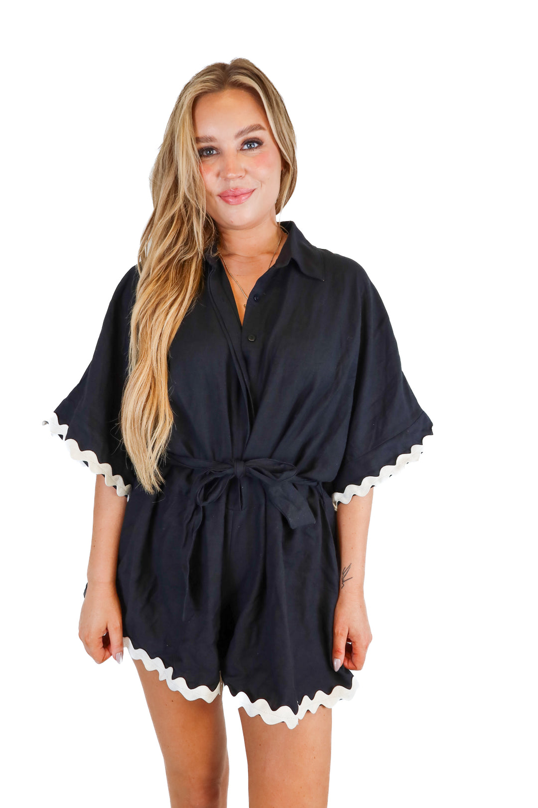 Petal + Pup Black and White Romper NWT (M)