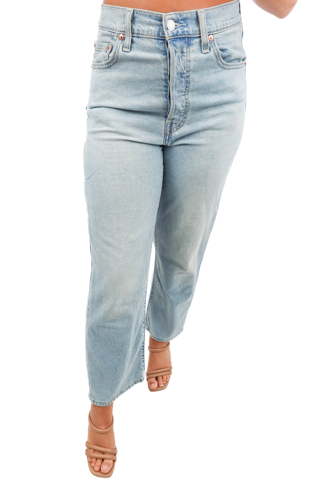 levi's lightwash ribcage straight ankle jeans (26)