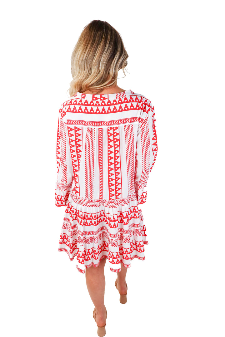 red/white graphic dress (s)
