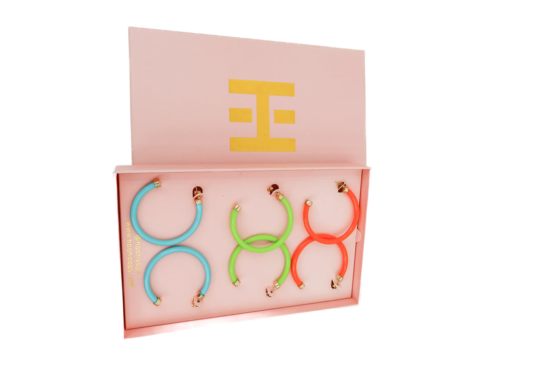Hoo hoop earring set- green, glitter, tortisehell