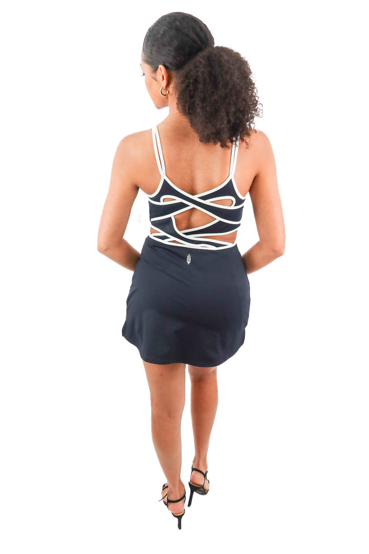 free people movement black strappy active dress (m; retail $118)