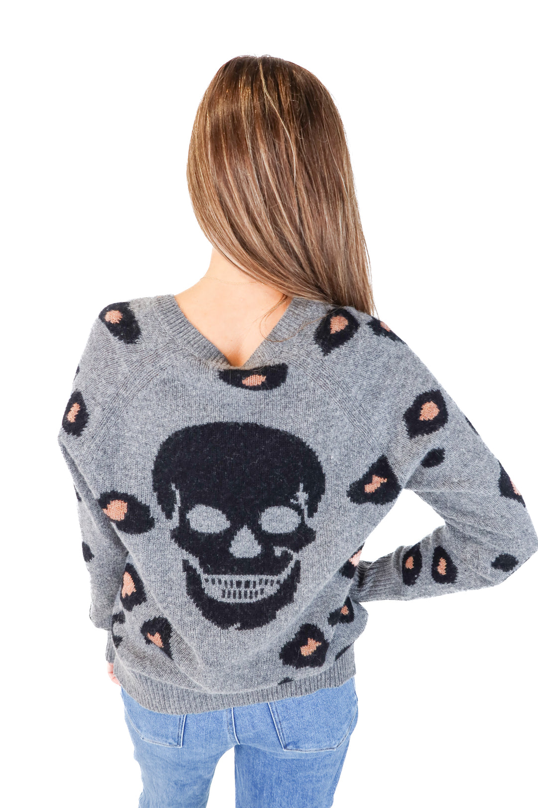 skull cashmere leopard sweater (s)