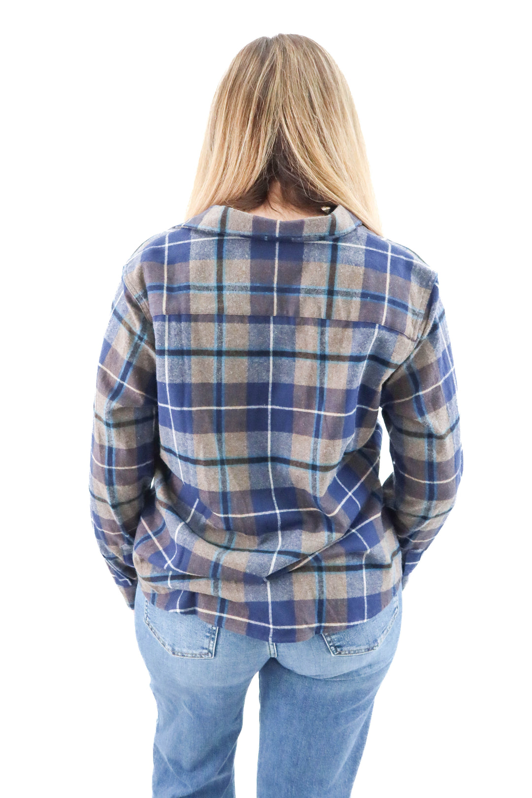 ll bean navy plaid shacket (l; retail. $138)