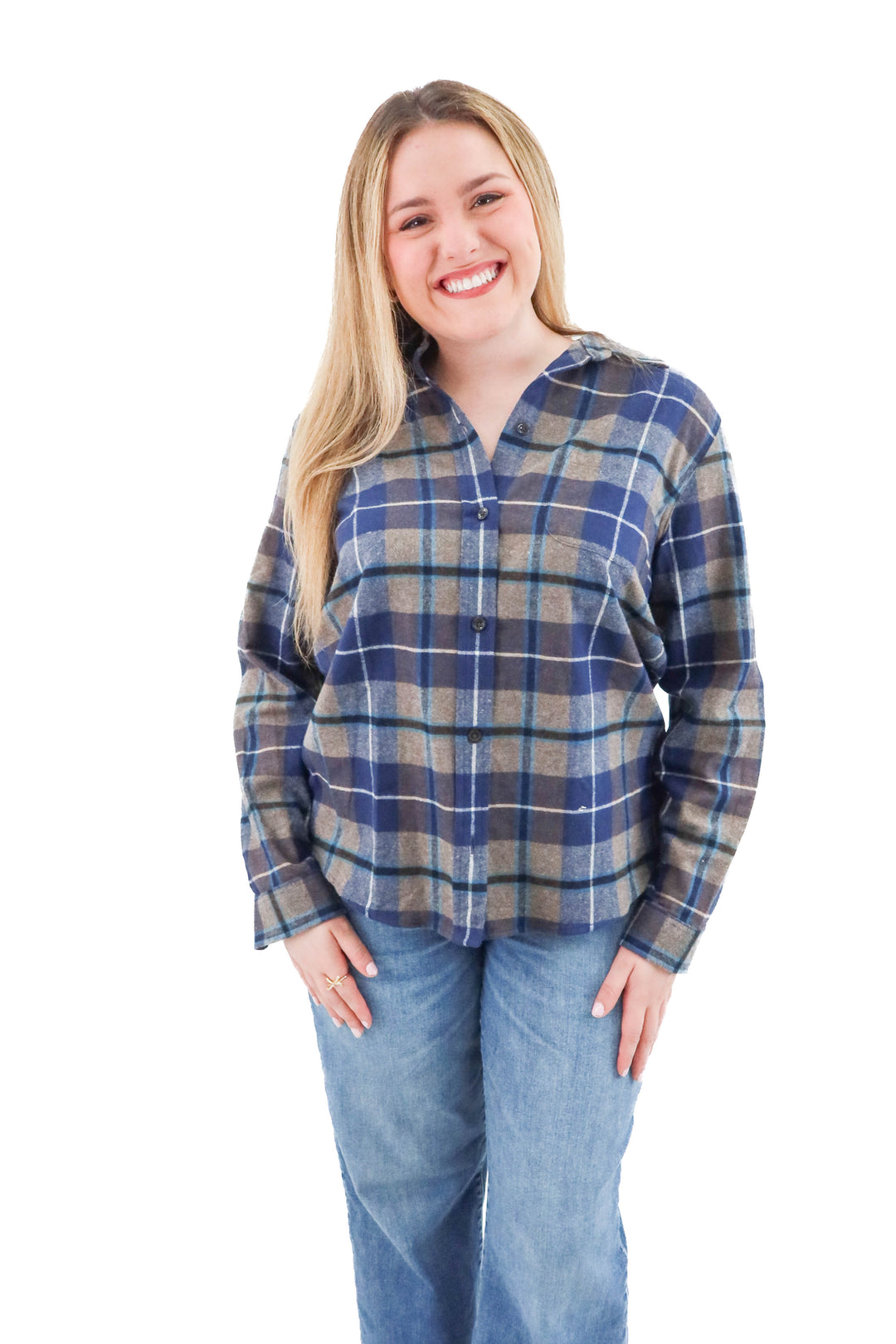 ll bean navy plaid shacket (l; retail. $138)