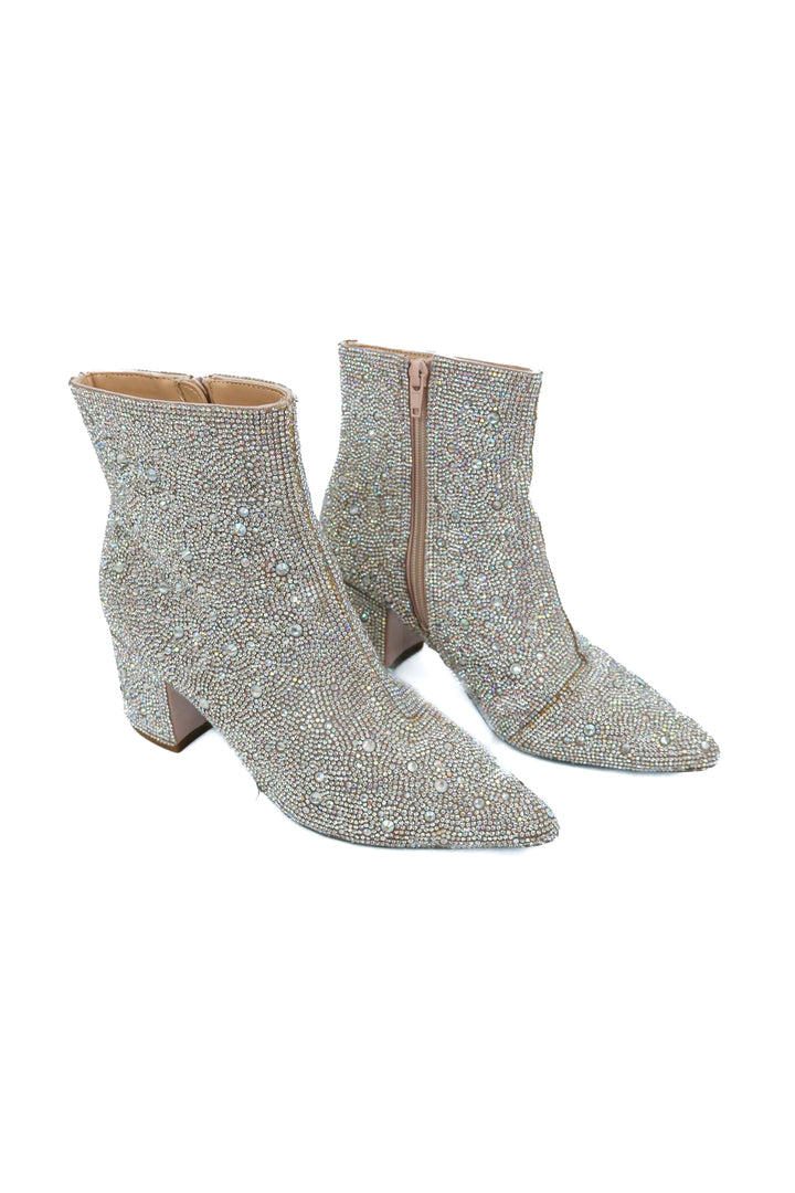 Betsey Johnson rhinestone booties (6.5; retail $99)