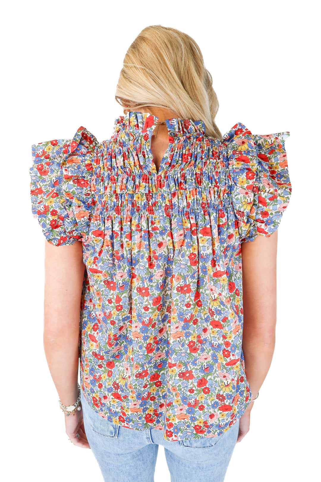 SEA floral smocked ruffle top (xs)
