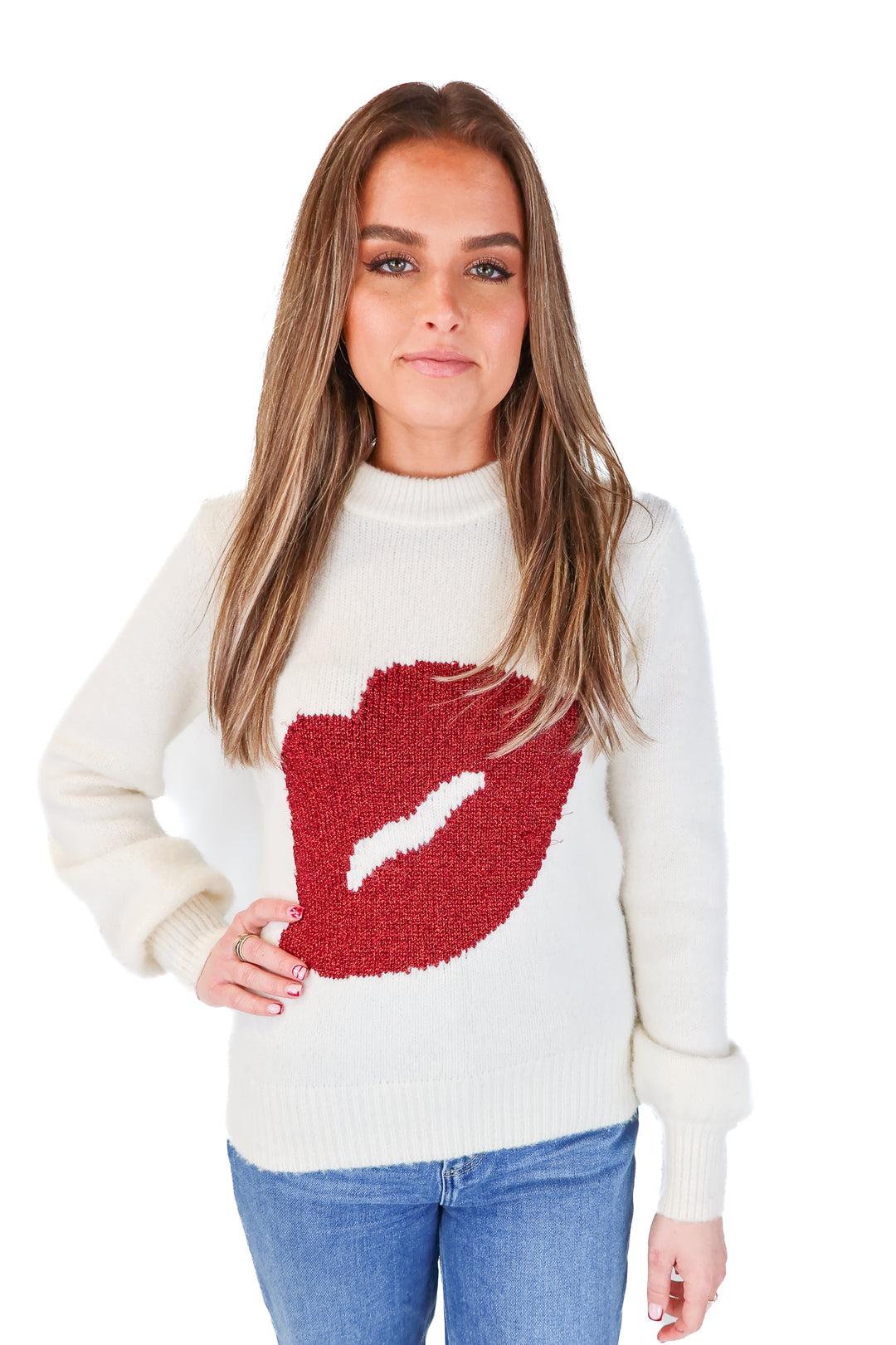 kate spade red lip sweater (m)